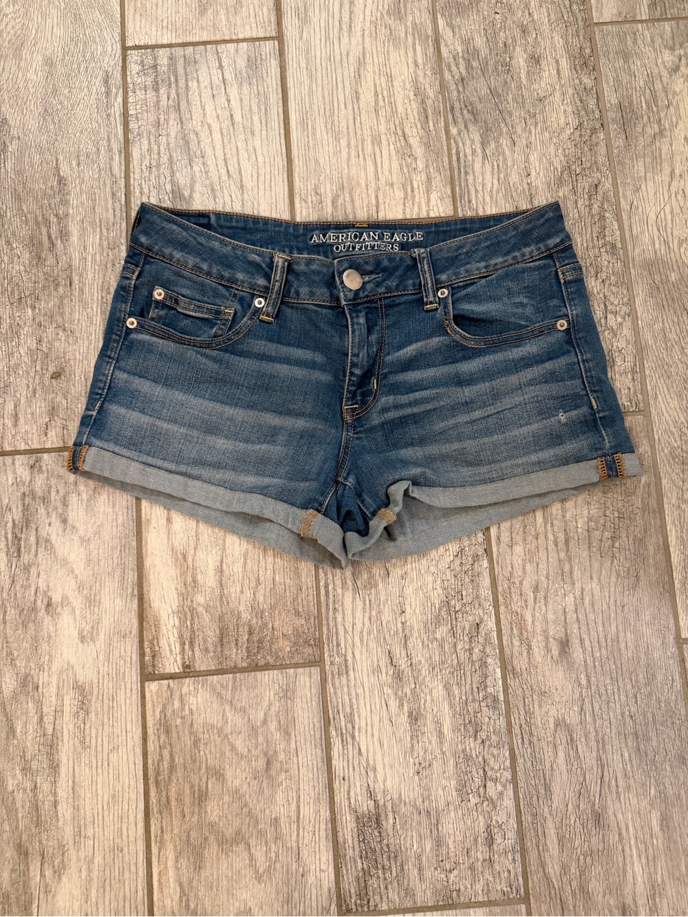 American Eagle Y2K Super Low Shortie Denim Shorts - Picture 2 of 6